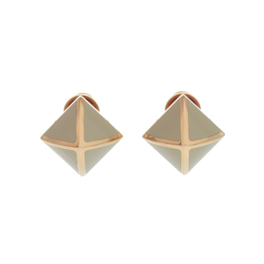 Hermes Medor Metal Marron Glacé Earrings 1654HERMES